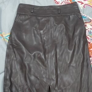 Elie Tahari Chocolate Leather Pencil Skirt